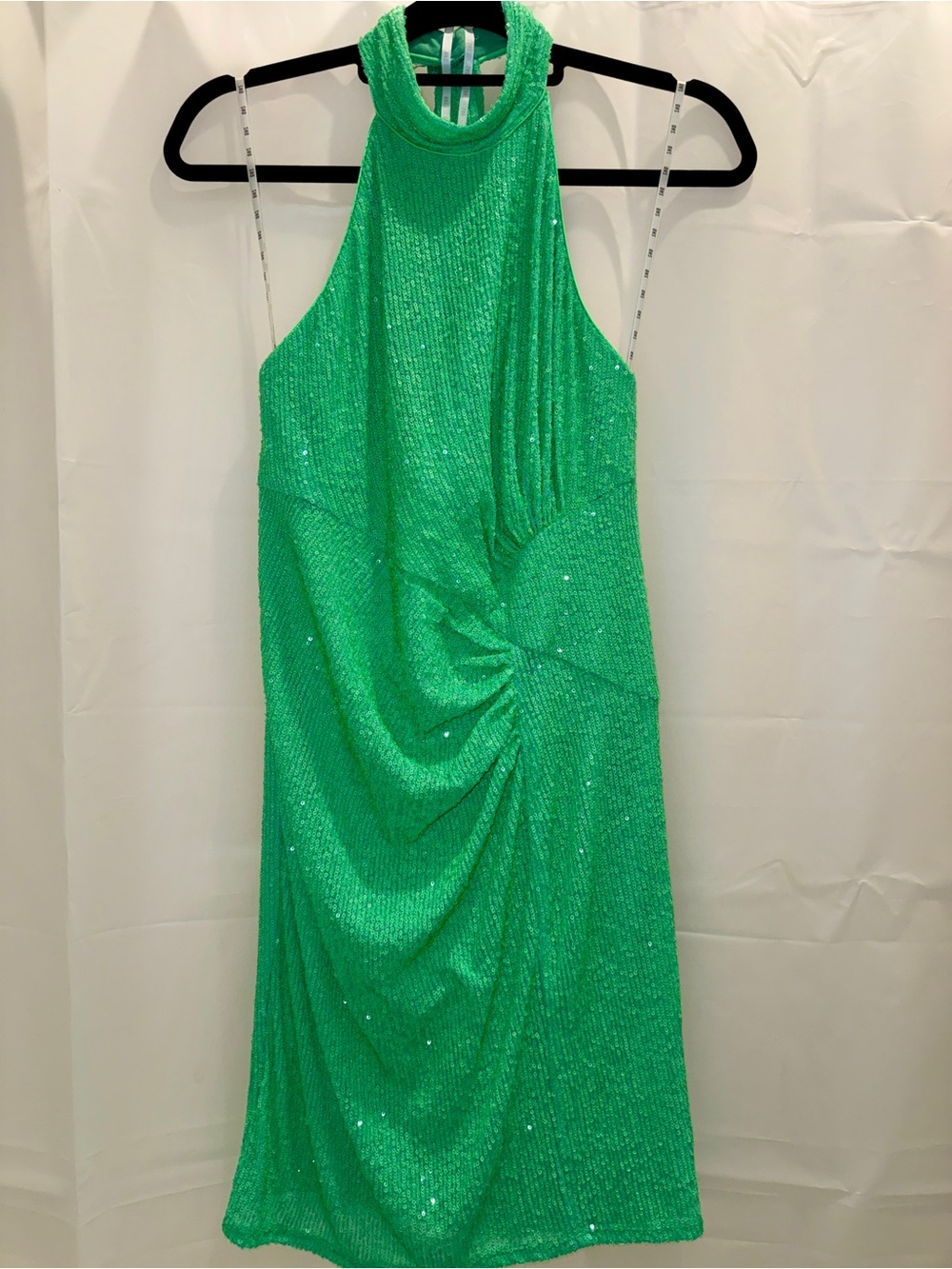 Green Sequin Halter Cocktail Dress